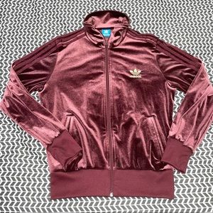 Adidas Maroon velvet track jacket size small